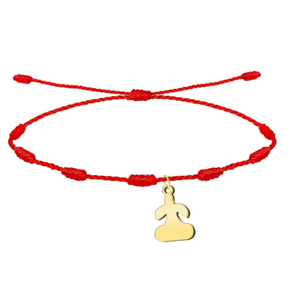 Pulsera 7 Nudos con Idolo de Tara Acero Dorado textura