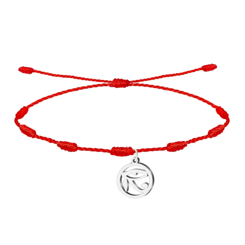 Pulsera 7 Nudos con Ojo de Horus Color Plateado textura