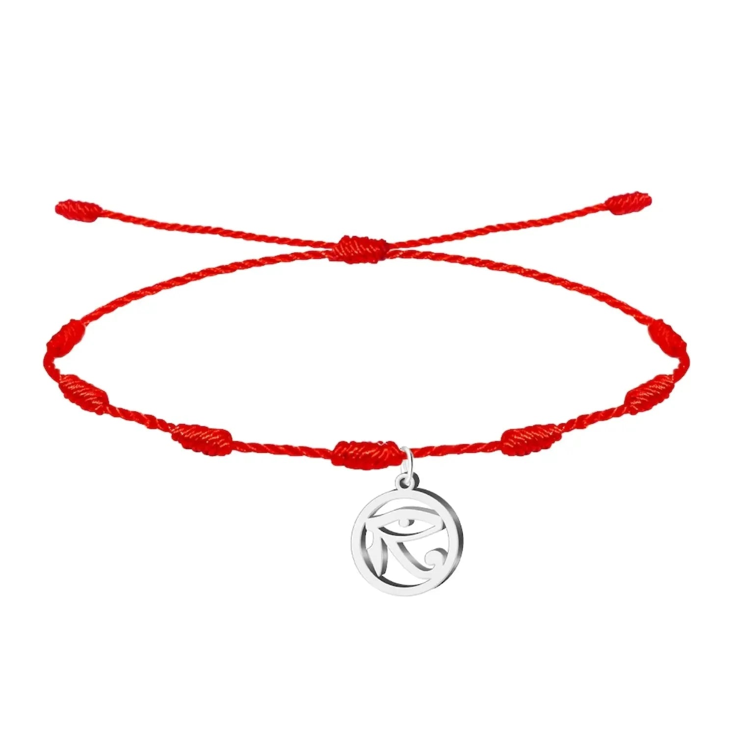 Pulsera 7 Nudos con Ojo de Horus Color Plateado textura