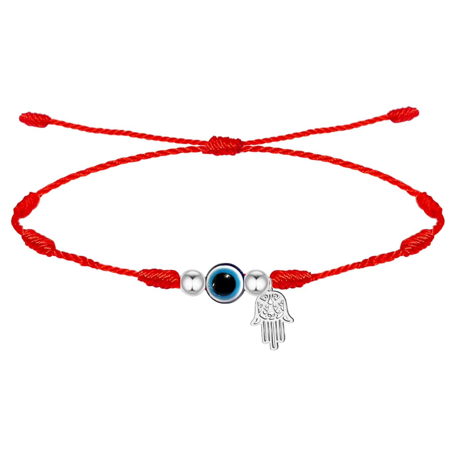 Pulsera 7 Nudos con Ojo Turco Y Mano de Fátima