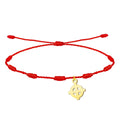 Pulsera de hilo rojo con 7 nudos de la suerte y amuleto de Cruz Celta dorada ajustable.