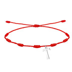 Pulsera 7 Nudos Rojo con Cruz Tau en Acero Plateado