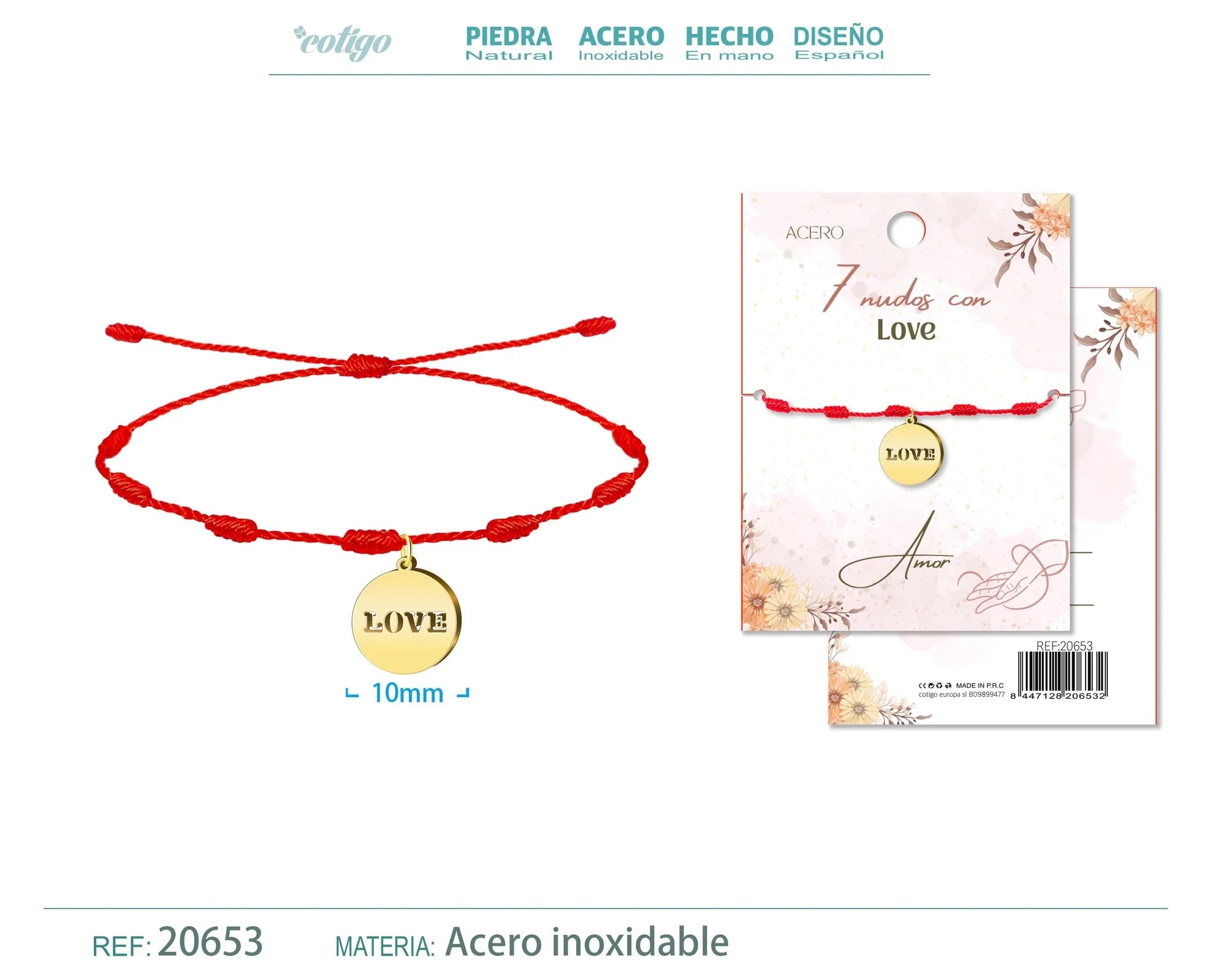 Pulsera 7 Nudos Love Acero Dorado