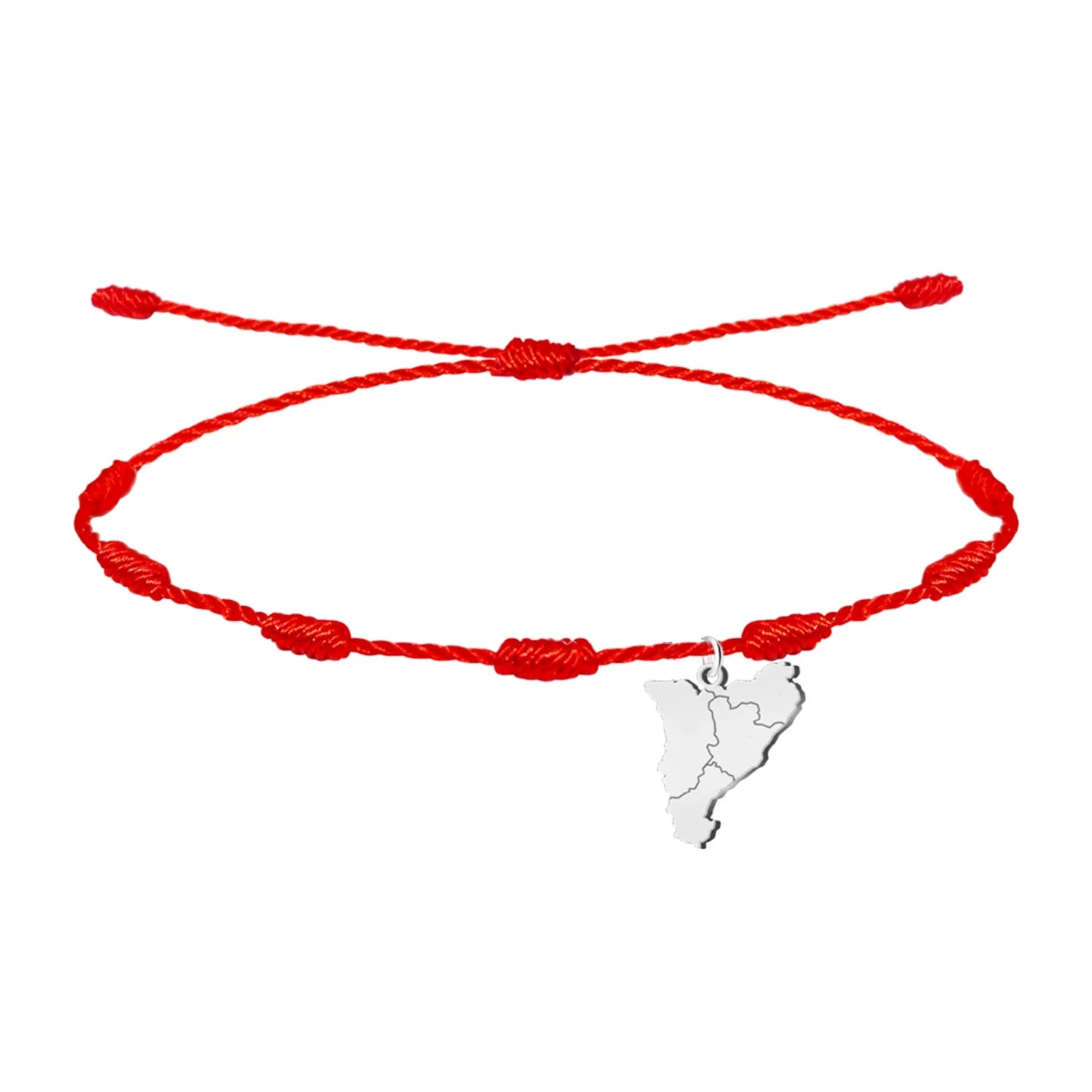 Pulsera 7 Nudos con Mapa Cataluña Acero Plateado