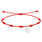 Pulsera 7 Nudos con Medalla de Cruz de Caravaca en Hilo Rojo Y Acero