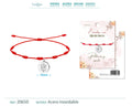 Pulsera roja de 7 nudos con colgante central de ojo turco plateado en acero inoxidable y cordón ajustable.