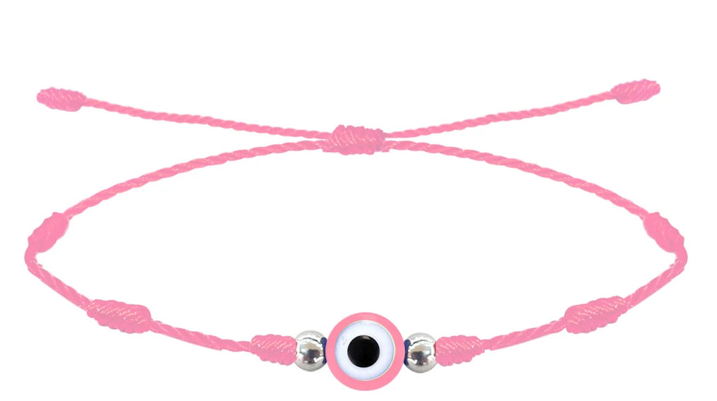 Pulsera 7 Nudos Color Rosa con Ojo Turco