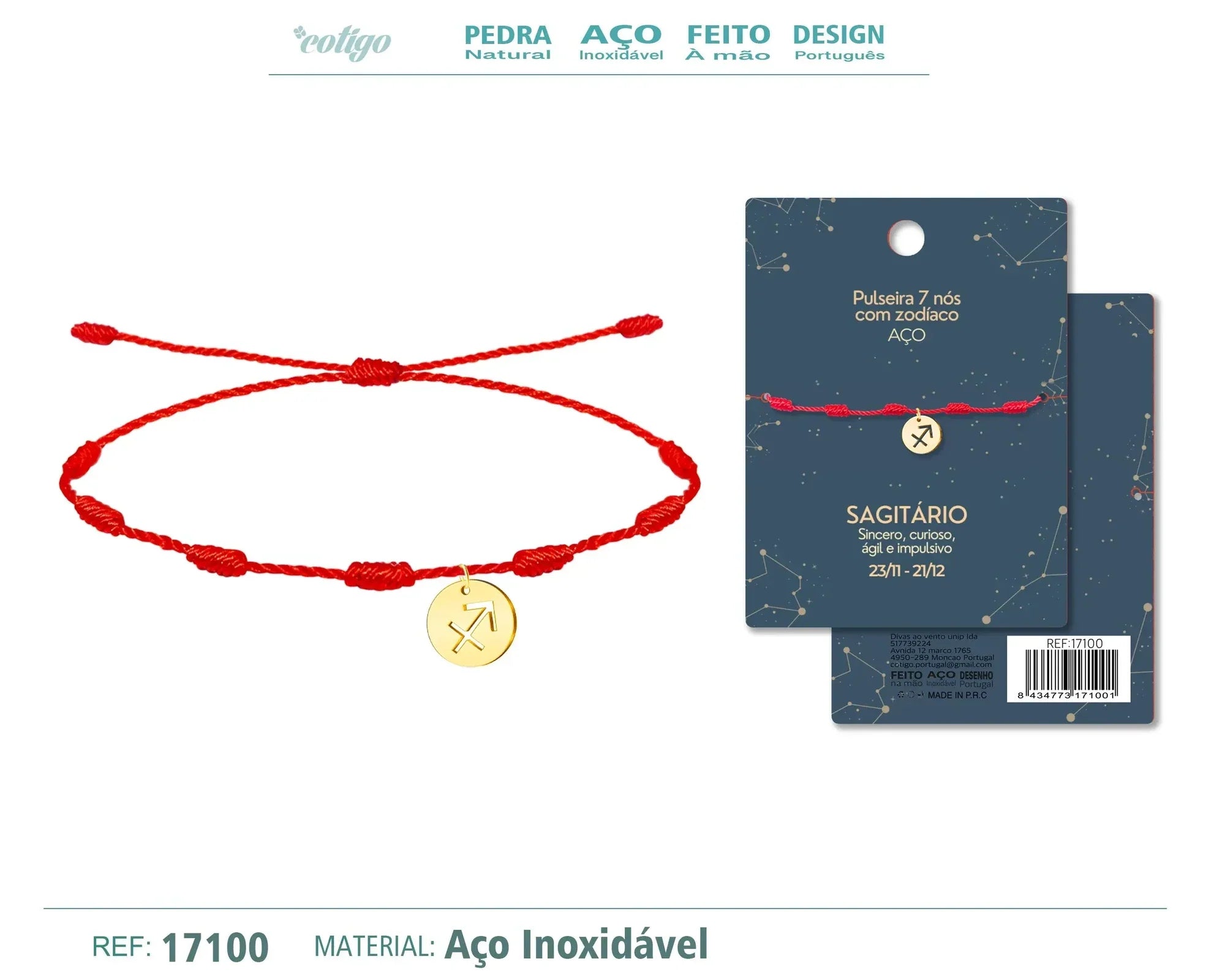 Pulsera 7 Nudos Zodiaco Acero - Dorado - Sagitario - SKU 17100