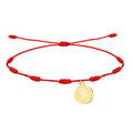 Pulsera de hilo rojo de 7 nudos con medalla dorada de San Judas Tadeo, amuleto de protección contra el mal de ojo.