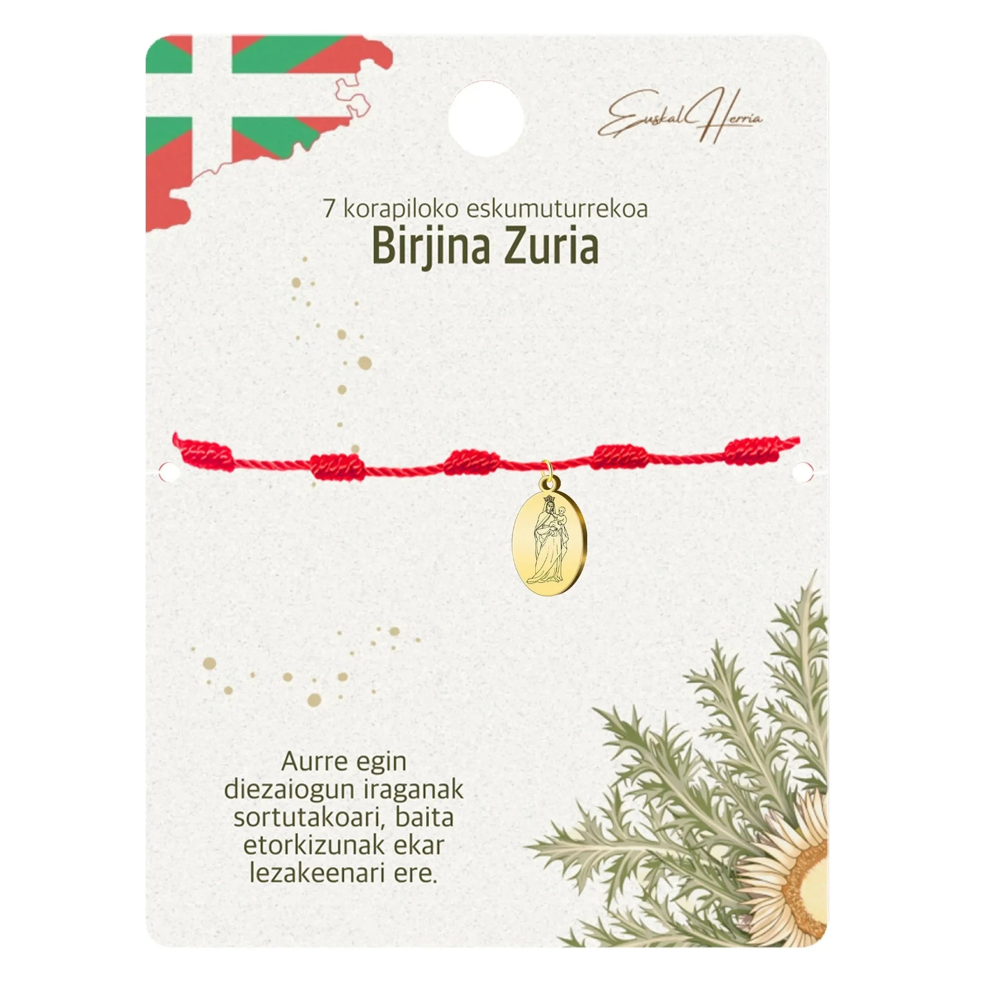 Pulsera 7 Nudos Virgen Blanca Dorado detalle