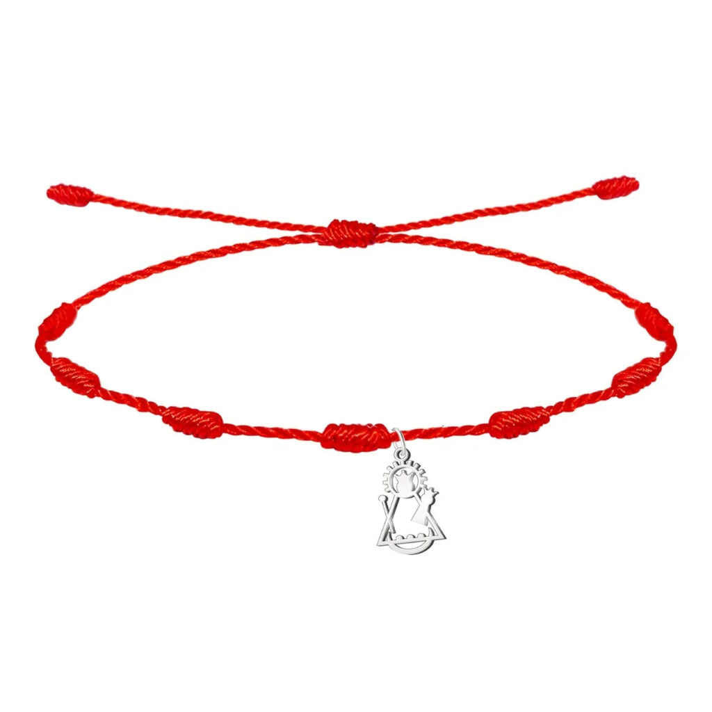 Pulsera 7 Nudos con Virgen de Candelaria en Acero Plateado