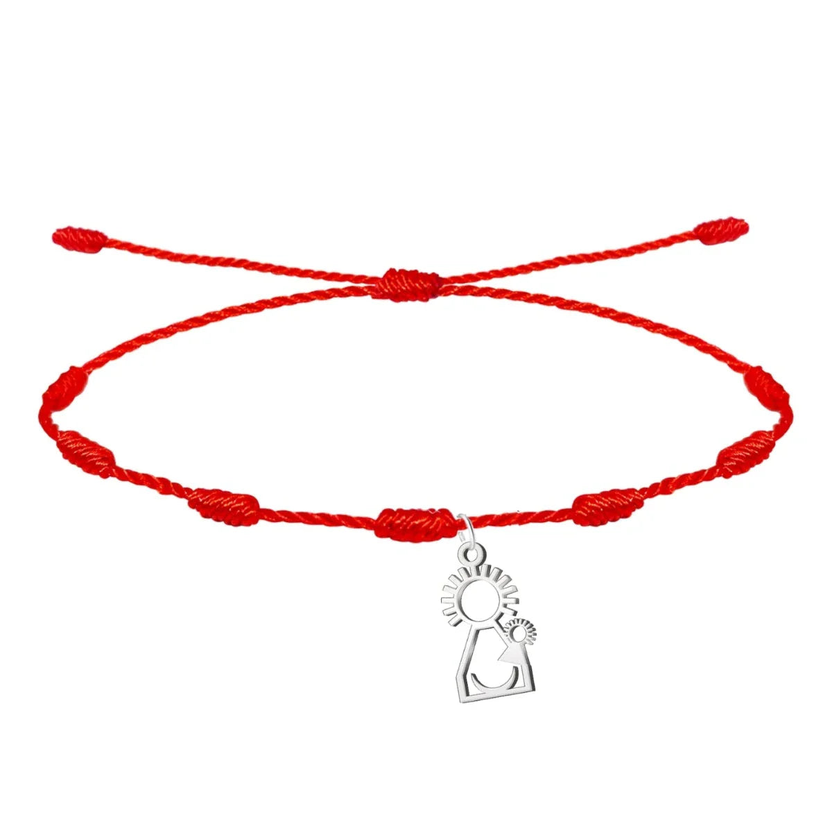 Pulsera 7 Nudos con Virgen del Pino en Acero Inoxidable Plateado - Plateado