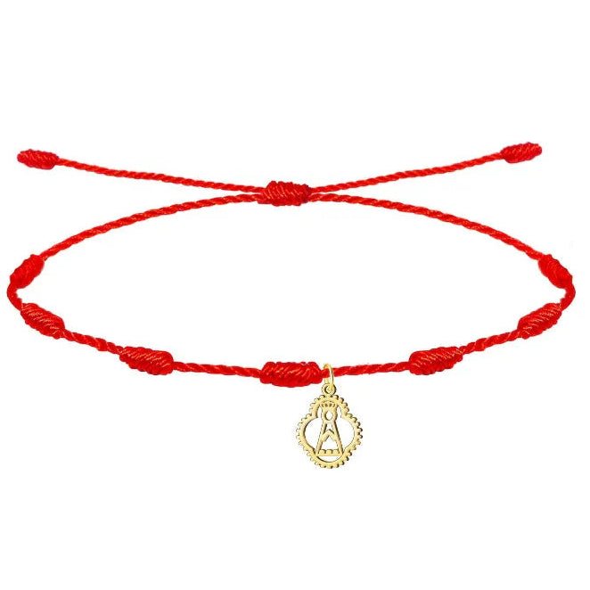 Pulsera 7 Nudos con Virgen del Sagrario en Acero Inoxidable Dorado - Dorado