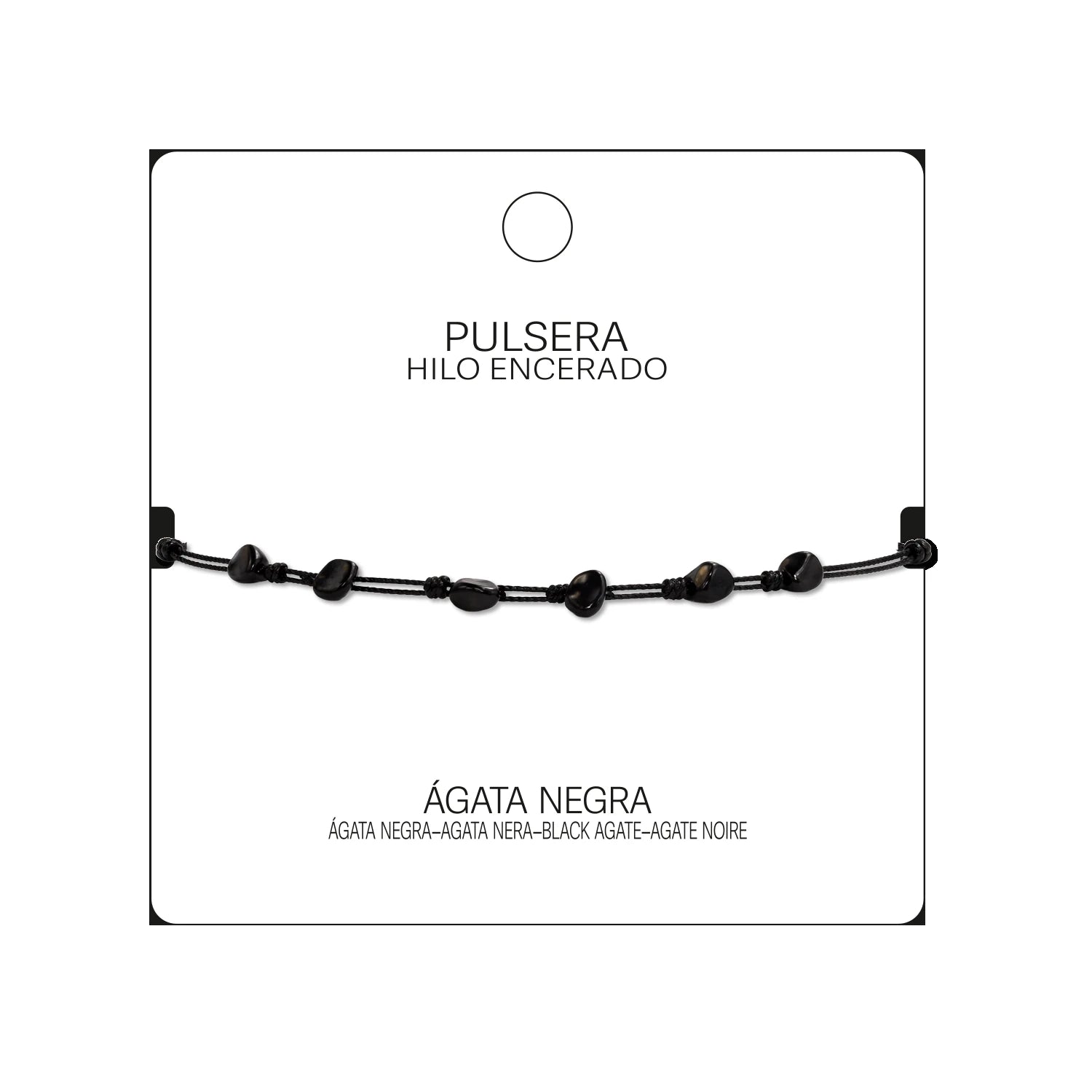 Pulsera de Ágata Negra con Hilo Encerado Irregular detalle