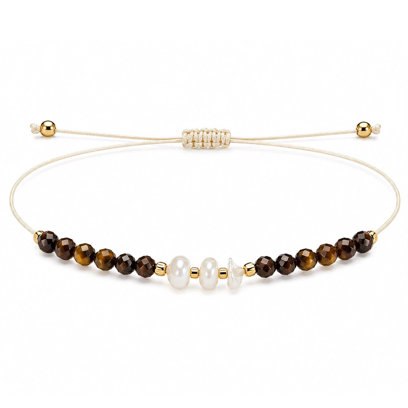 Pulsera Ajustable de Piedra Natural Y Acero