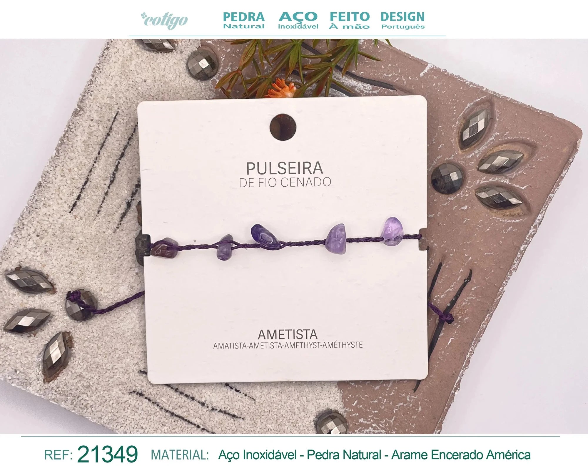 Pulsera de Amatista con Chips de Piedra acabado