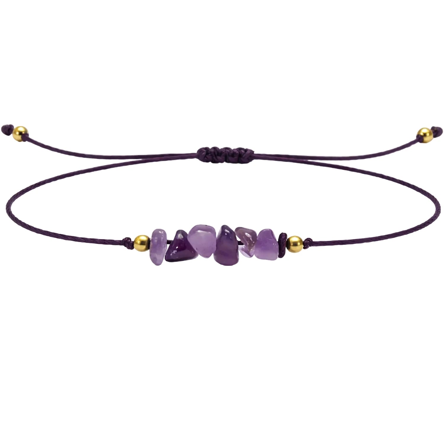 Pulsera de Amatista en Bruto con Hilo Encerado