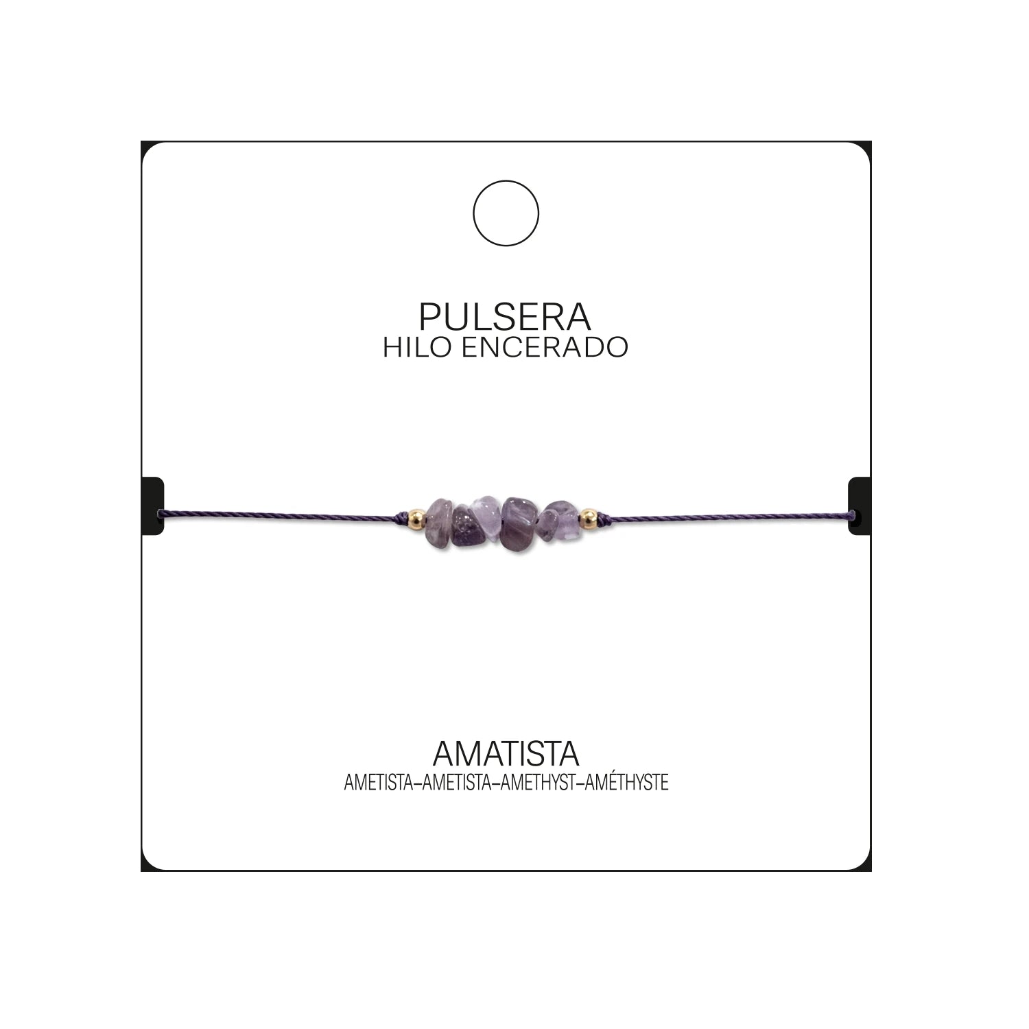Pulsera de Amatista en Bruto con Hilo Encerado detalle