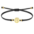 Pulsera Árbol de Vida Hilo Negro Acero Dorado