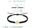 Pulsera Árbol de Vida Hilo Trenzado Negro Acero Dorado