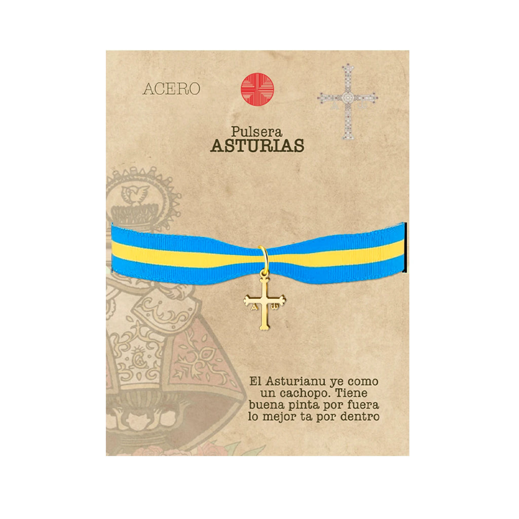 Pulsera de Asturias con Cruz de la Victoria en Acero Dorado detalle