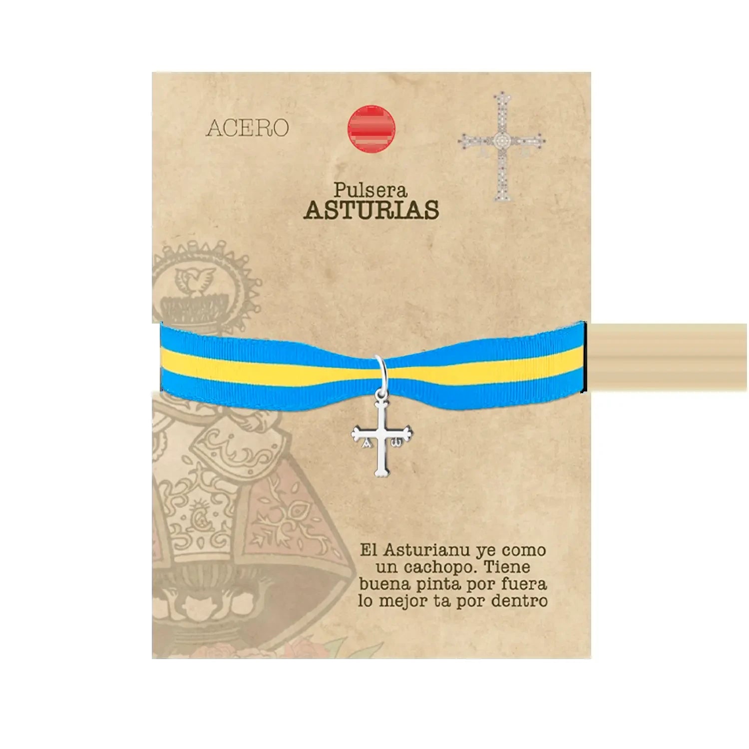 Pulsera de Asturias con Cruz de la Victoria en Acero Plateado detalle
