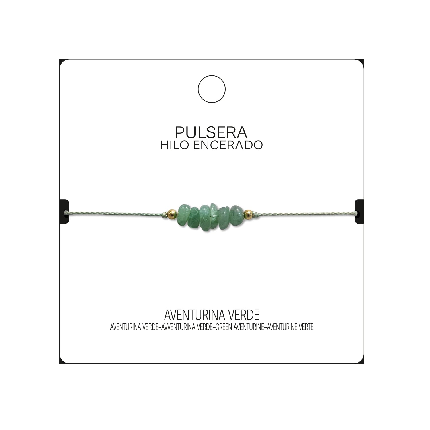 Pulsera de Aventurina Verde en Bruto con Hilo Encerado detalle