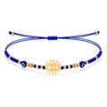 Pulsera Azul con Ojo Turco Y Sol Dorado