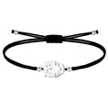 Pulsera Búho Hilo Negro Acero Plateado