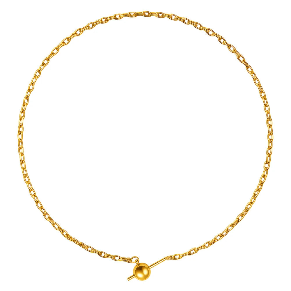 Pulsera Cadena Acero Dorado con Cierre de Bola para Charm