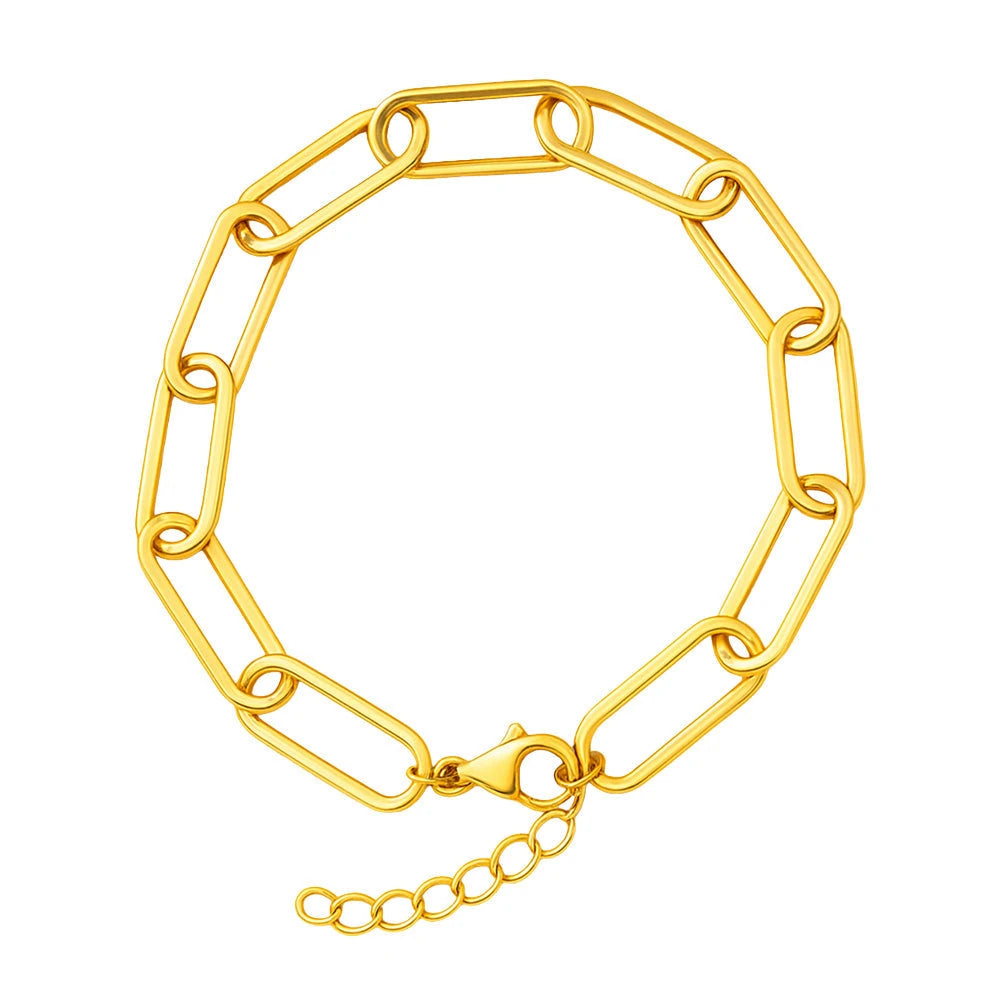 Pulsera Cadena Paperclip Acero Dorado para Charm