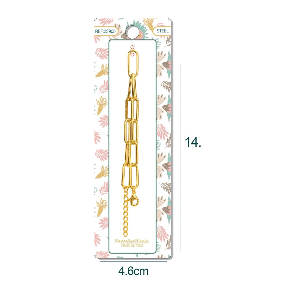 Pulsera Cadena Paperclip Acero Dorado para Charm detalle