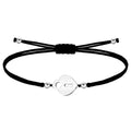 Pulsera Candado Hilo Negro Acero Plateado