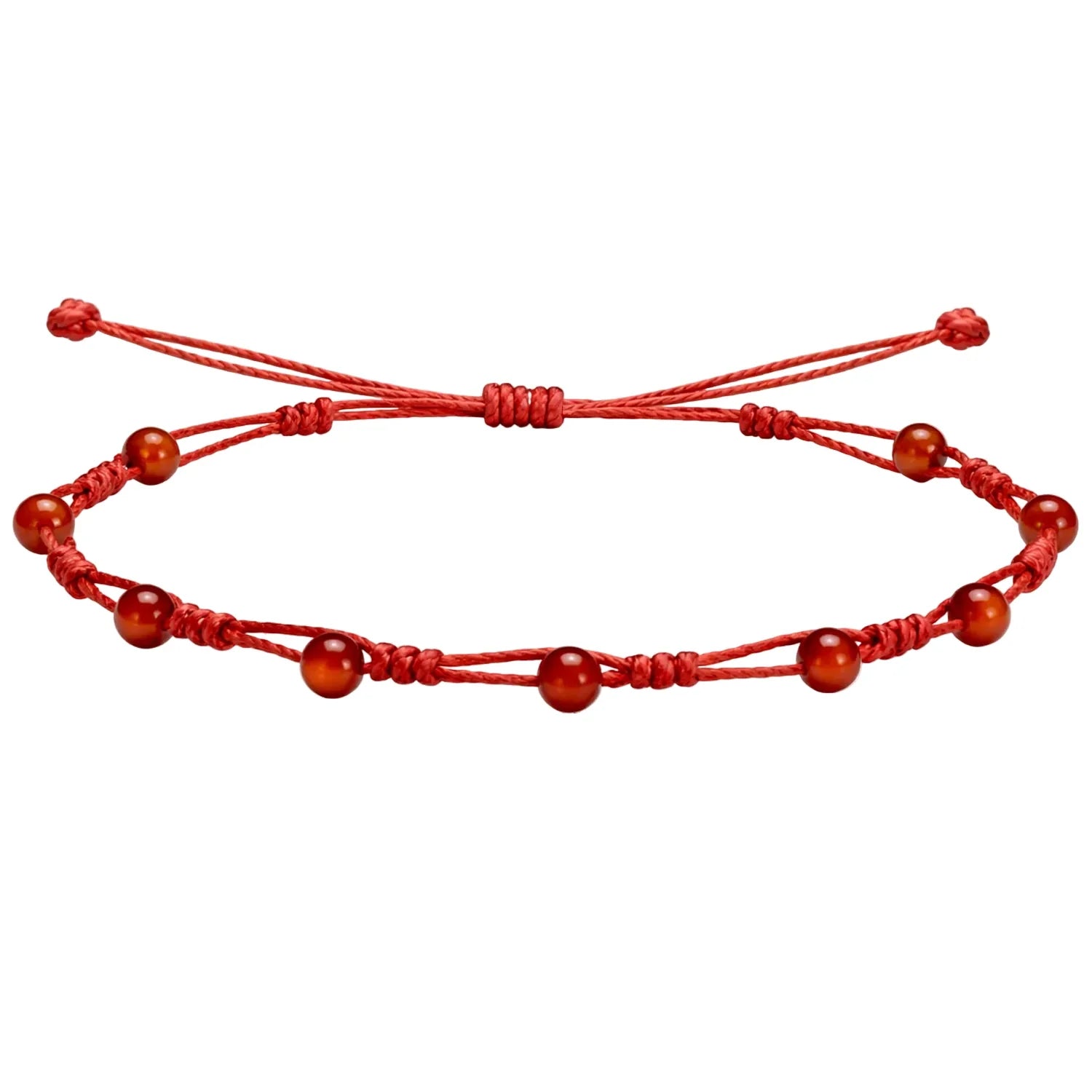 Pulsera de Bolitas de Piedra Natural con Hilo Encerado - Piedra Natural Carneola - SKU 21340