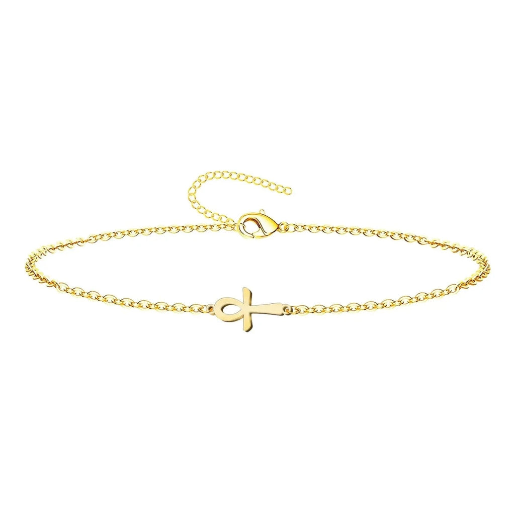 Pulsera Cruz Egipcia Ankh en Acero Dorado