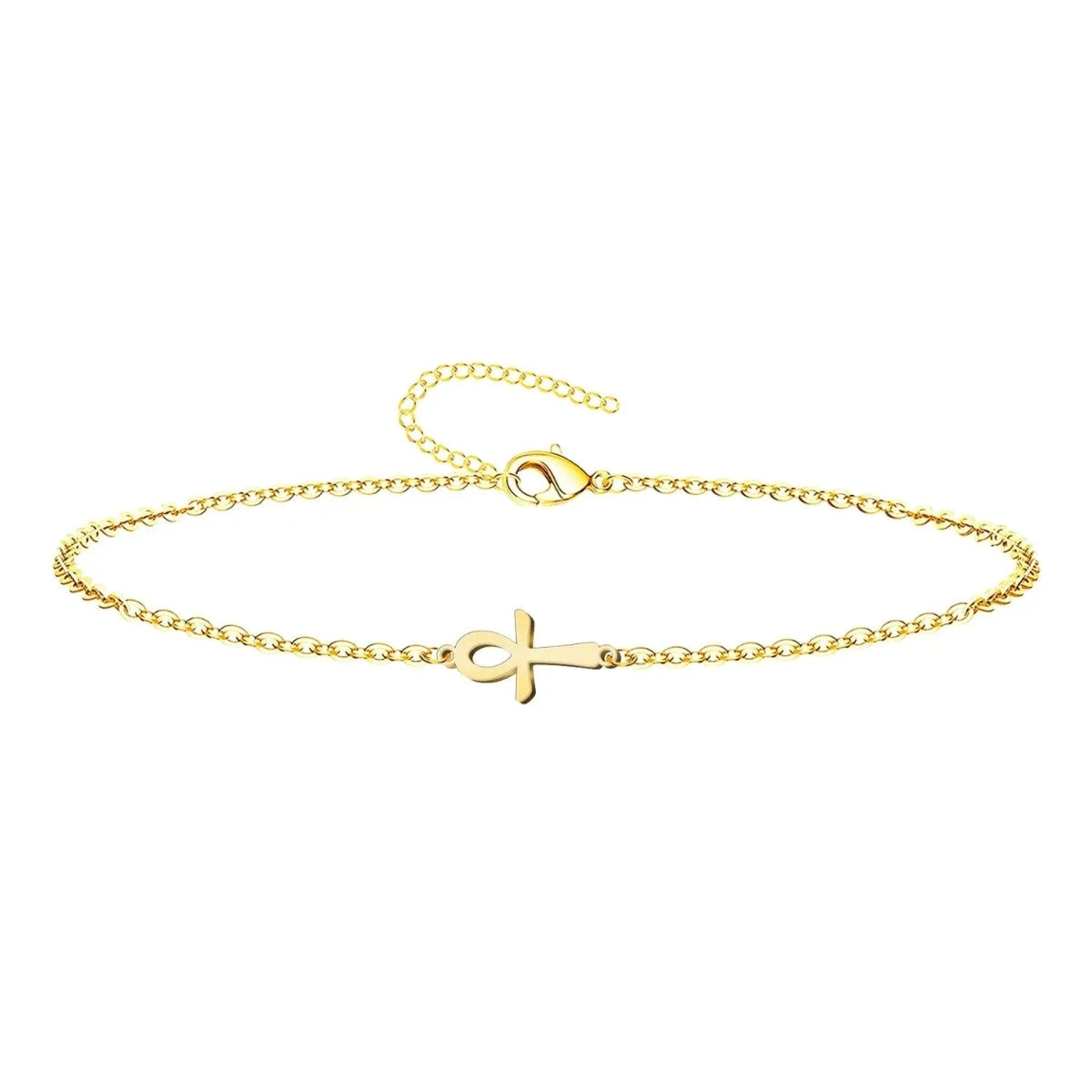 Pulsera Cruz Egipcia Ankh en Acero Dorado