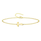 Pulsera Cruz Tau de Acero Dorado