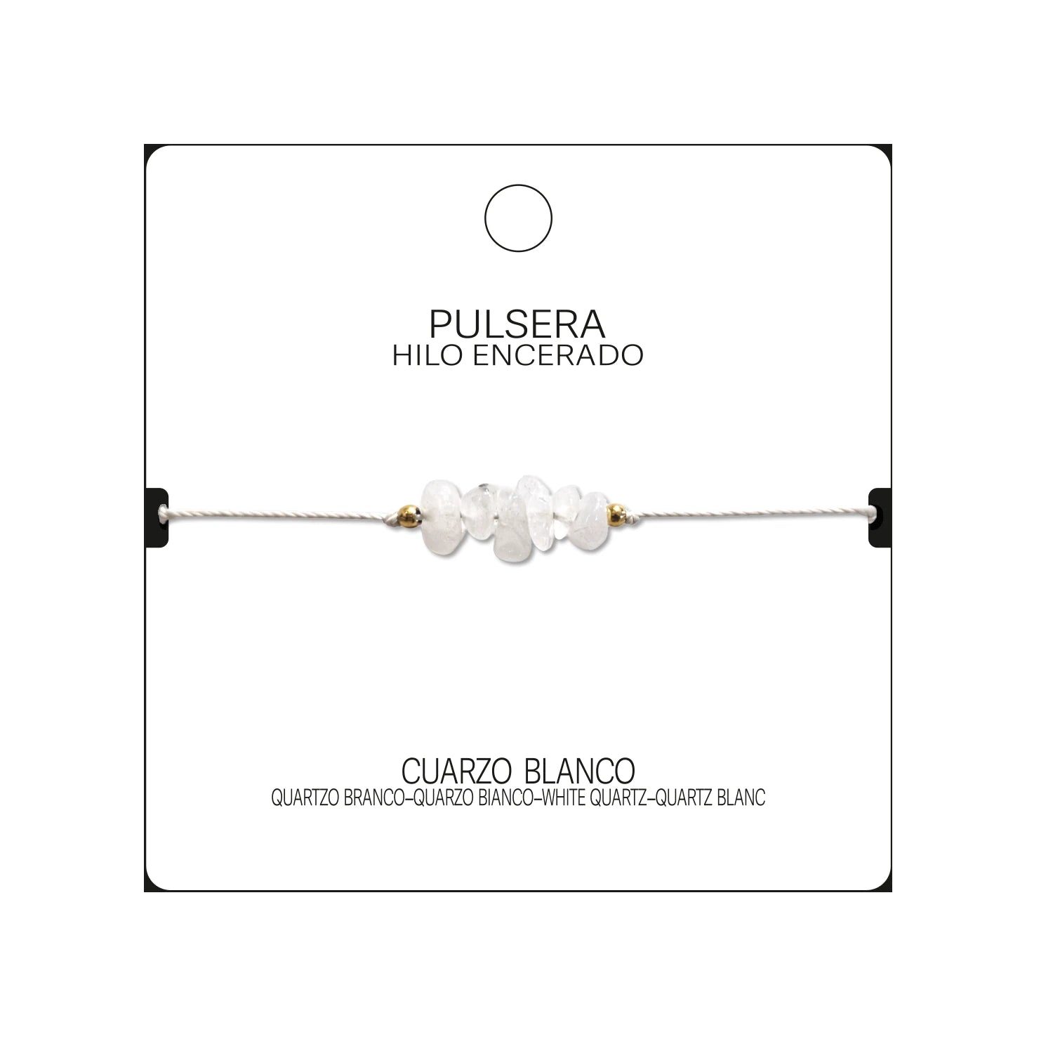 Pulsera de Cuarzo Blanco en Bruto con Hilo Encerado detalle