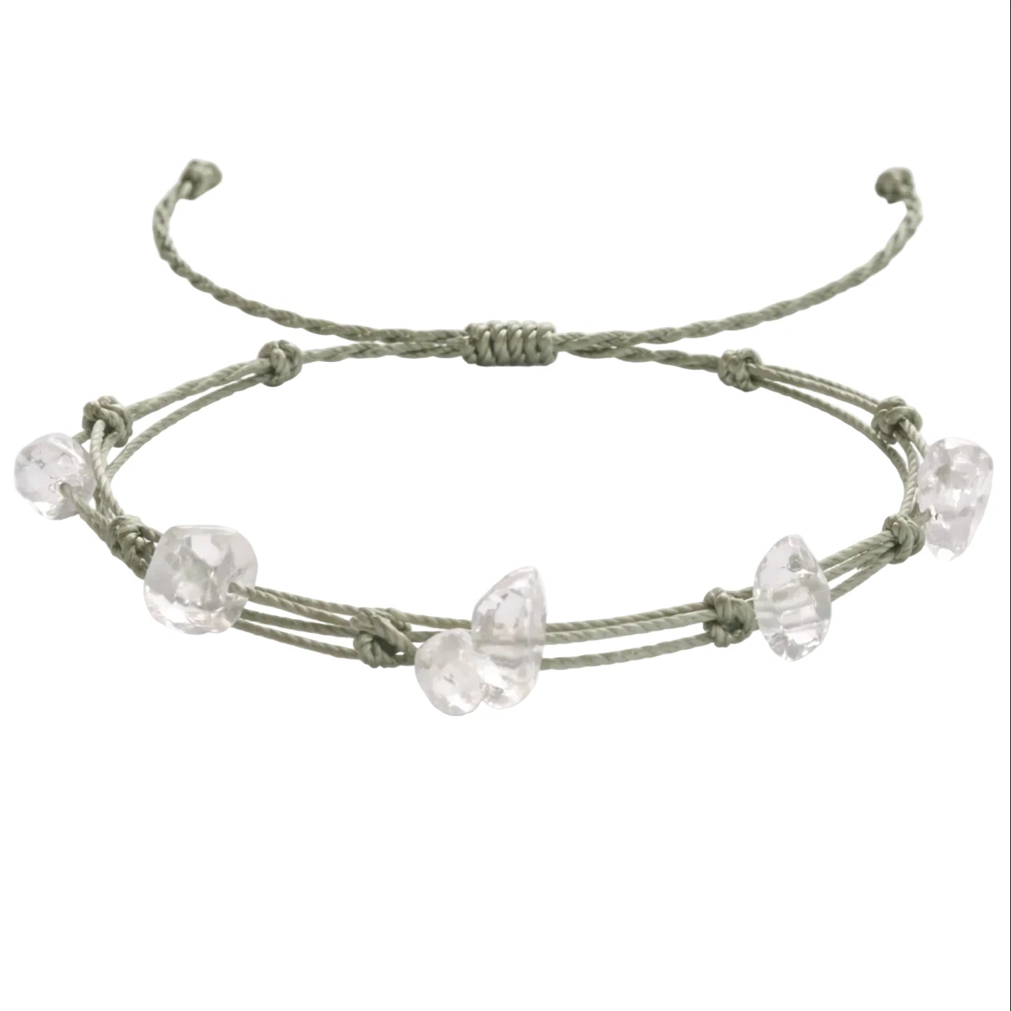 Pulsera de Cuarzo Blanco con Hilo Encerado Irregular
