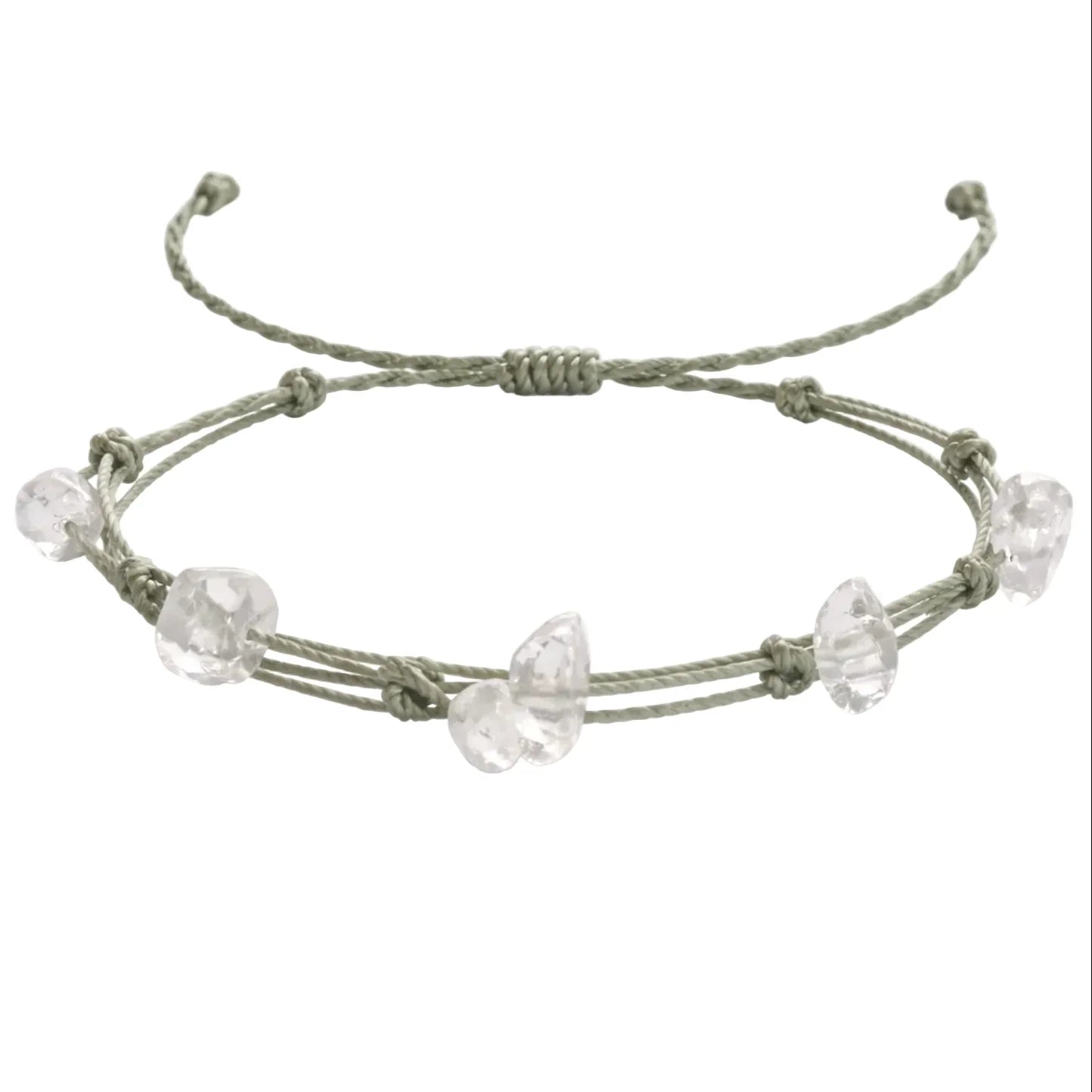 Pulsera de Piedra Natural Irregular con Hilo Encerado - Piedra Natural Cuarzo Blanco - SKU 21320