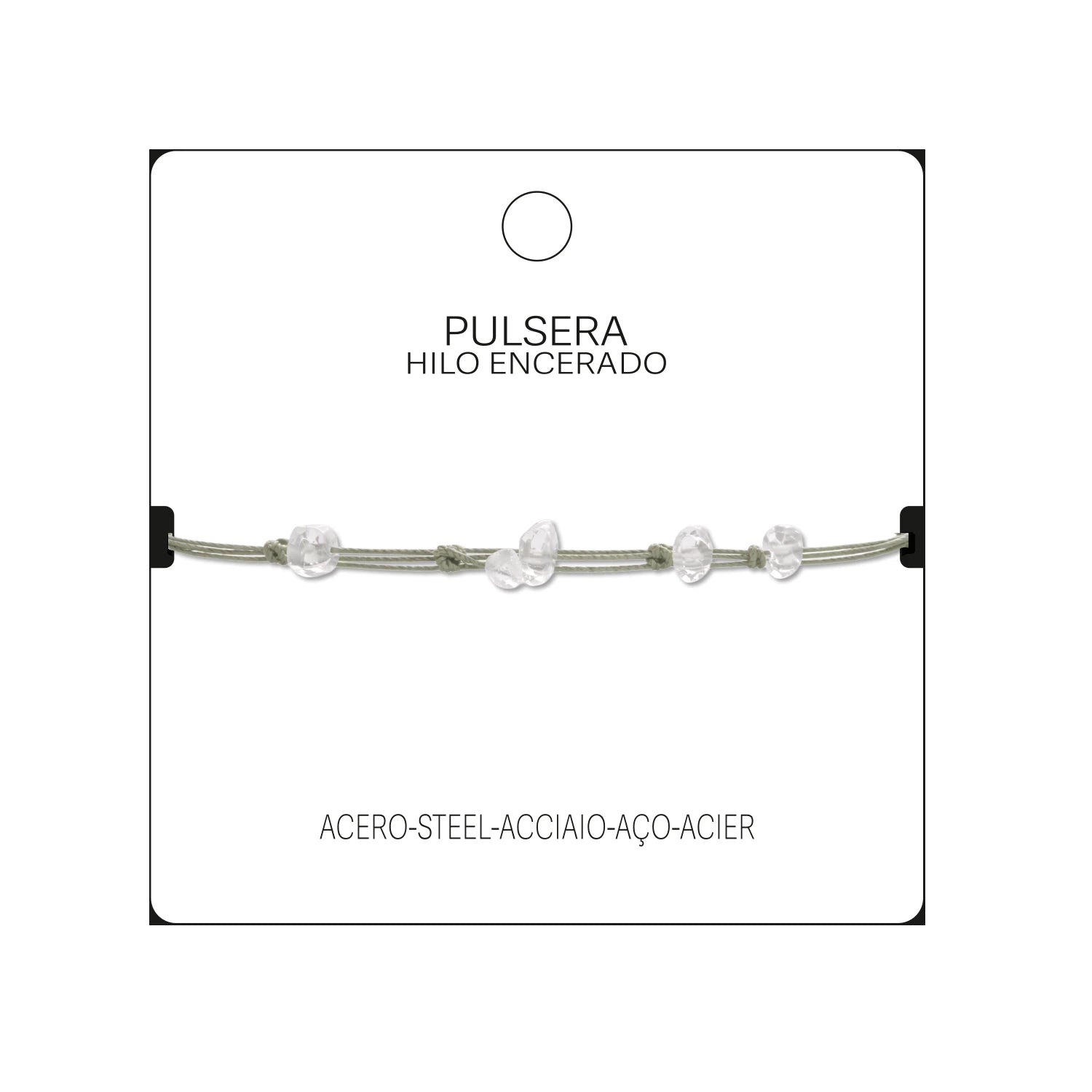 Pulsera de Cuarzo Blanco con Hilo Encerado Irregular detalle