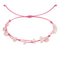 Pulsera de Cuarzo Rosa con Hilo Encerado Irregular