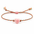 Pulsera de Cordón Trenzado con Corazón Rosa