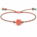 Pulsera de Cordón Trenzado con Flor Rosa