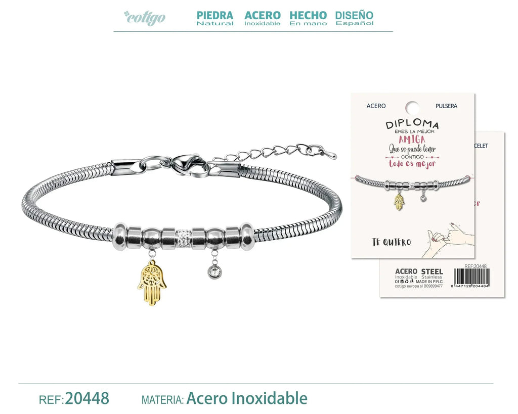 Pulsera de Diploma Acero para Mejor Amiga - cotigo