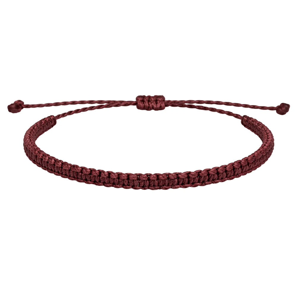 Pulsera Esencia Hilo Trenzado Granate Ajustable