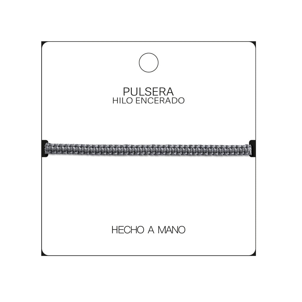 Pulsera Esencia Hilo Trenzado Gris Antracita Ajustable detalle