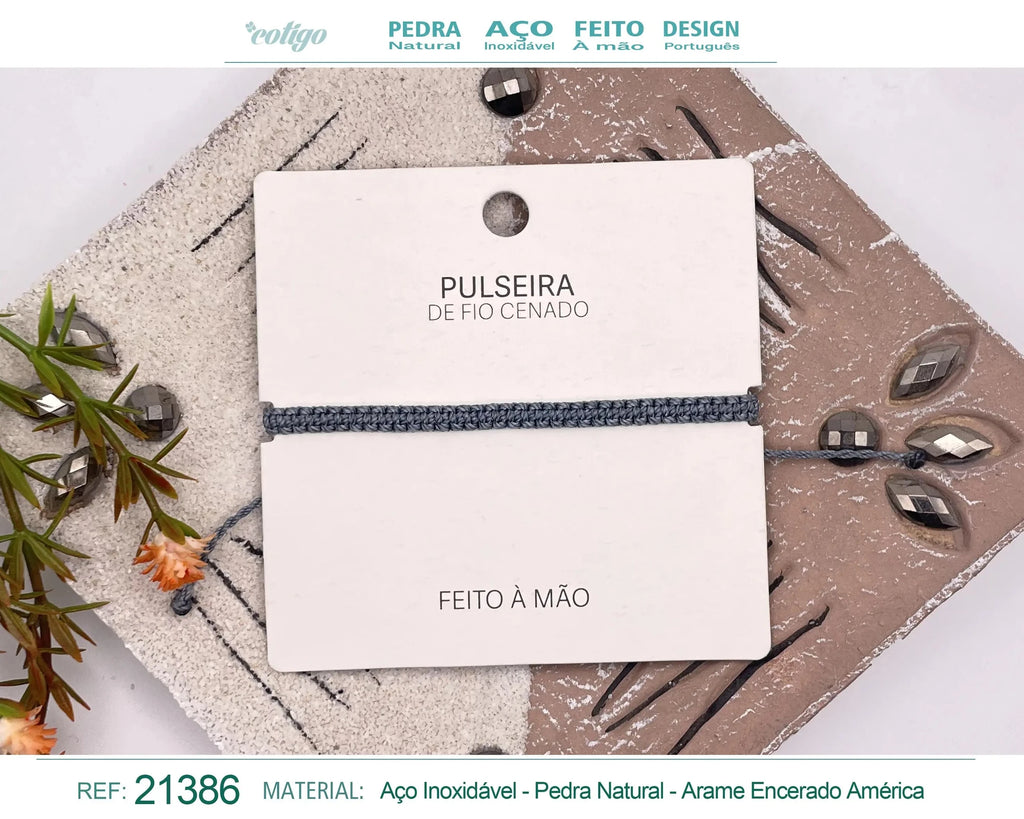 Pulsera Esencia Hilo Trenzado Gris Antracita Ajustable acabado