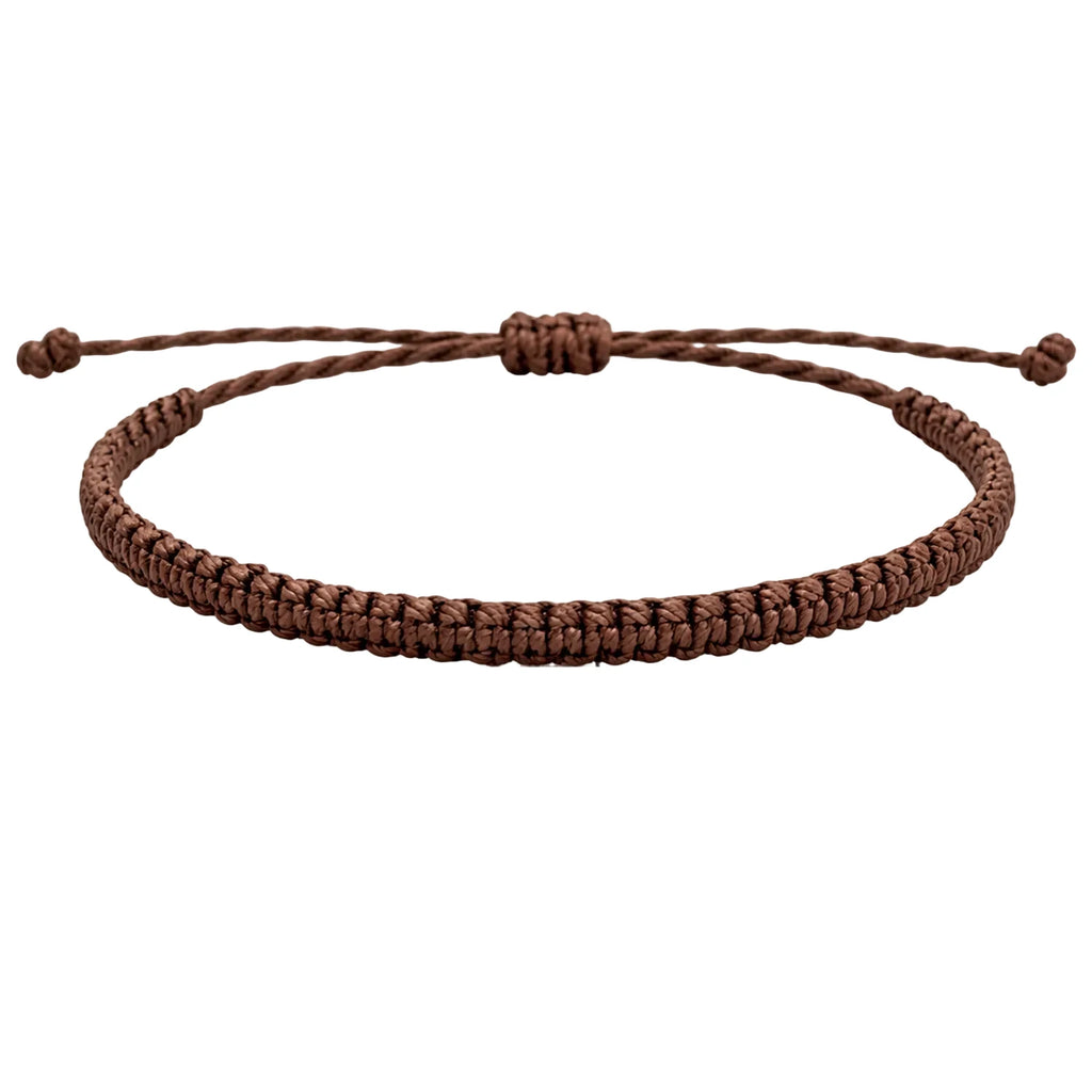 Pulsera Esencia Hilo Trenzado Marrón Oscuro Ajustable