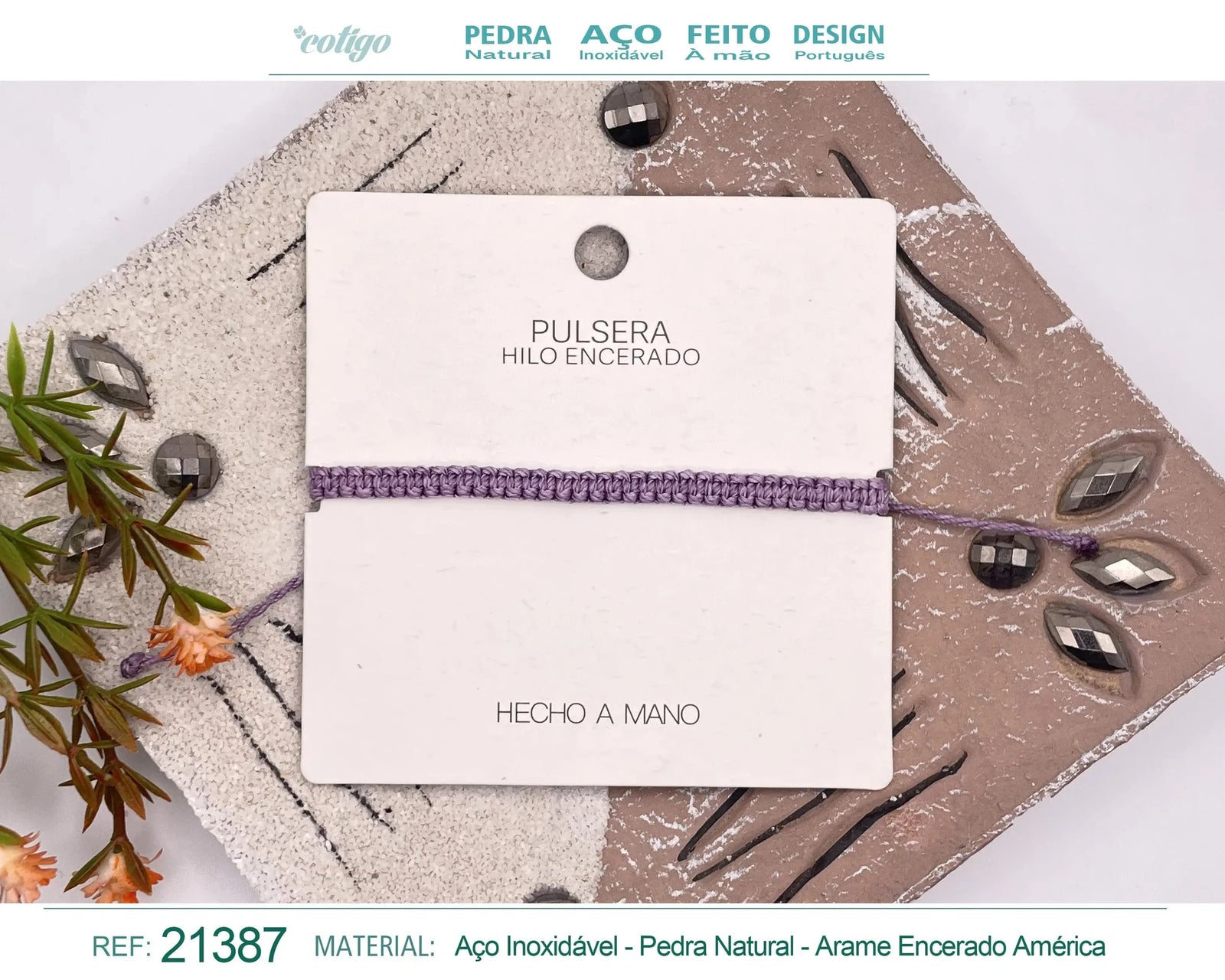 Pulsera Esencia Hilo Trenzado Morada Ajustable acabado